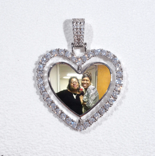 3D Spinning 2-Faced Heart Custom Picture Pendant