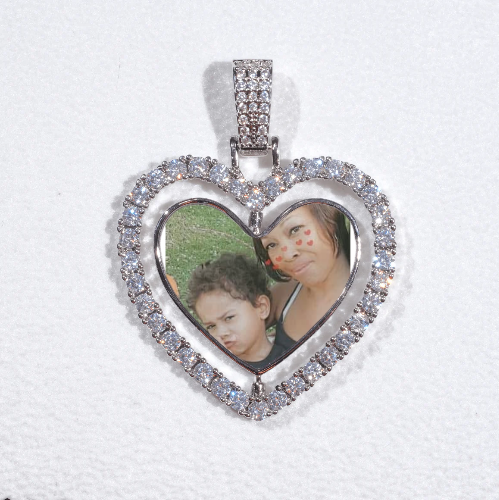 3D Spinning 2-Faced Heart Custom Picture Pendant