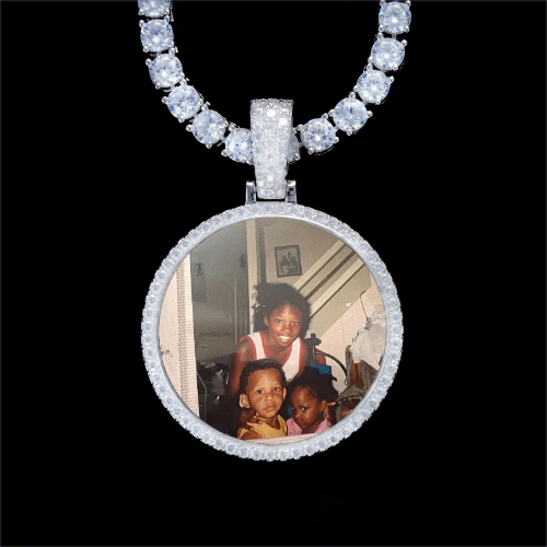 925S & VVS Moissanite 3D Circle Custom Picture Pendant