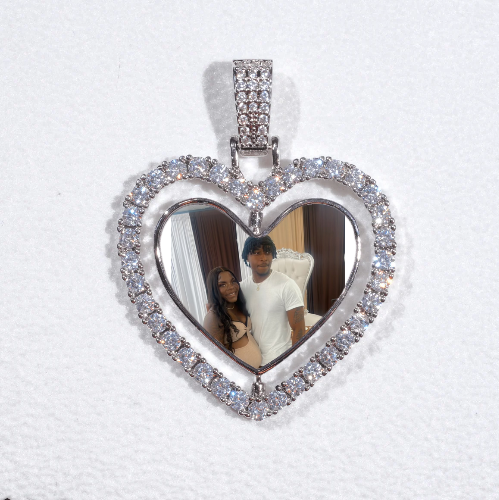3D Spinning 2-Faced Heart Custom Picture Pendant