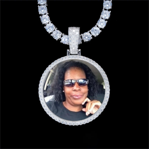 925S & VVS Moissanite 3D Circle Custom Picture Pendant