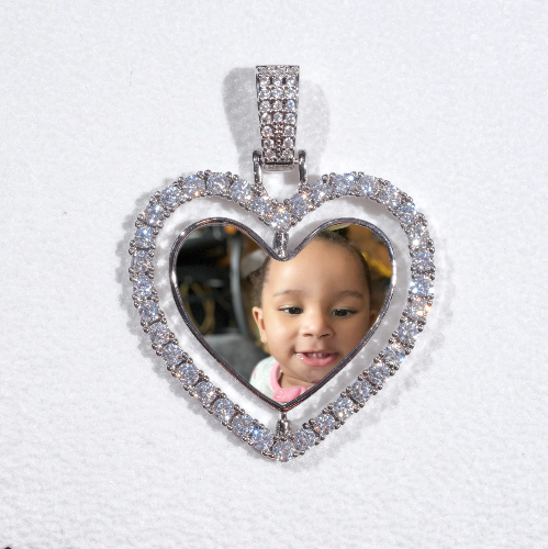 3D Spinning 2-Faced Heart Custom Picture Pendant