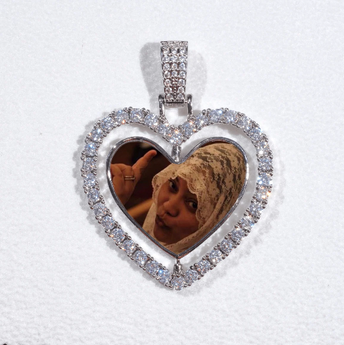 3D Spinning 2-Faced Heart Custom Picture Pendant