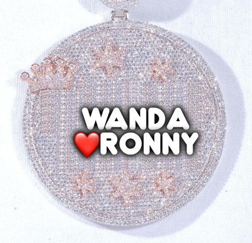 CUSTOM LETTER NECKLACE 3D BIG CROWN DISC