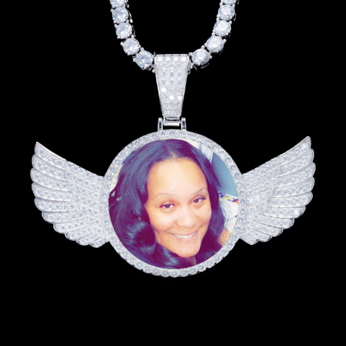 925S & VVS Moissanite 3D Wing Custom Picture Pendant