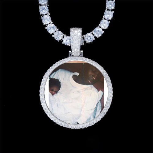 925S & VVS Moissanite 3D Circle Custom Picture Pendant
