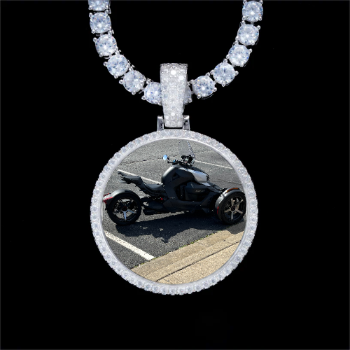 925S & VVS Moissanite 3D Circle Custom Picture Pendant