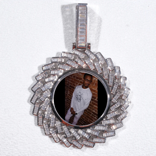 Large 3D Baguette Custom Picture Pendant