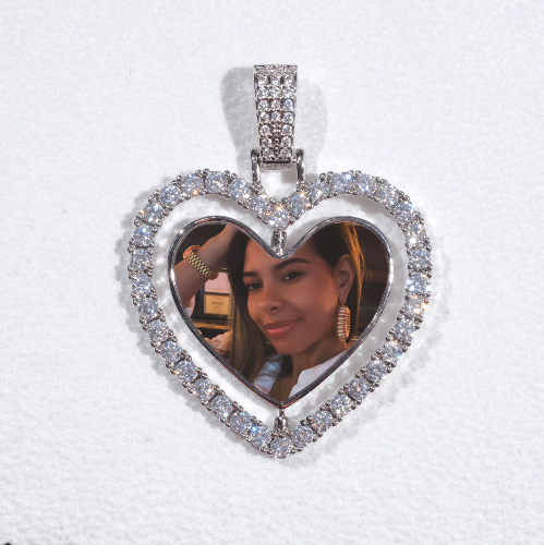 3D Spinning 2-Faced Heart Custom Picture Pendant