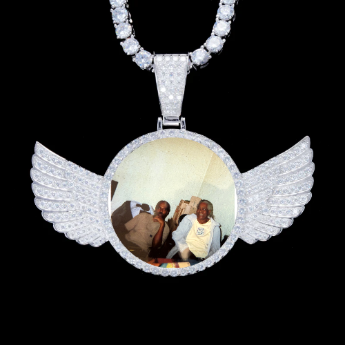 925S & VVS Moissanite 3D Wing Custom Picture Pendant