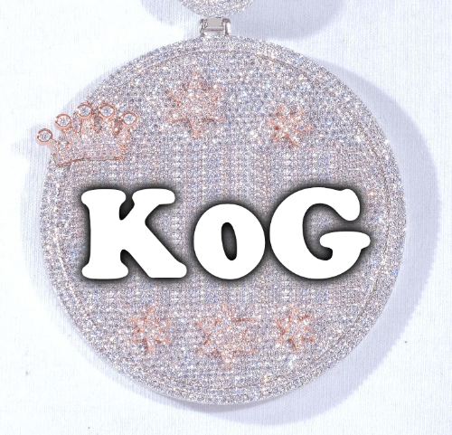CUSTOM LETTER NECKLACE 3D BIG CROWN DISC