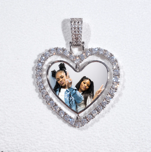 3D Spinning 2-Faced Heart Custom Picture Pendant