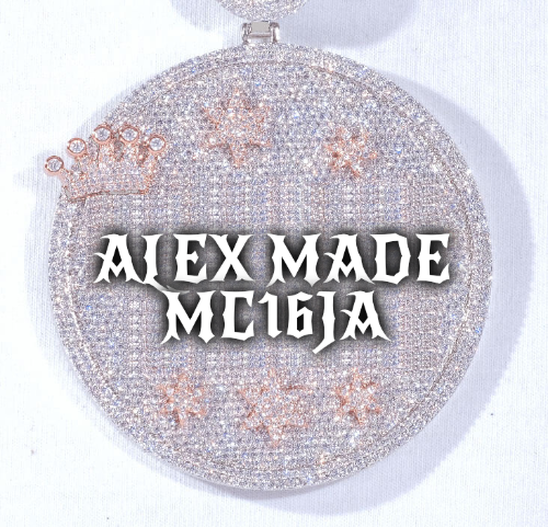 CUSTOM LETTER NECKLACE 3D BIG CROWN DISC