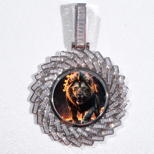 Large 3D Baguette Custom Picture Pendant