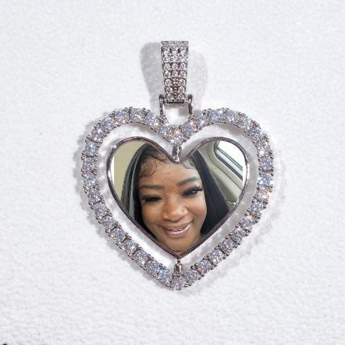 3D Spinning 2-Faced Heart Custom Picture Pendant