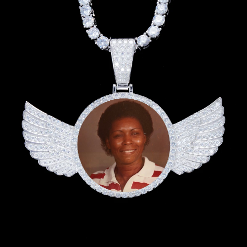 925S & VVS Moissanite 3D Wing Custom Picture Pendant