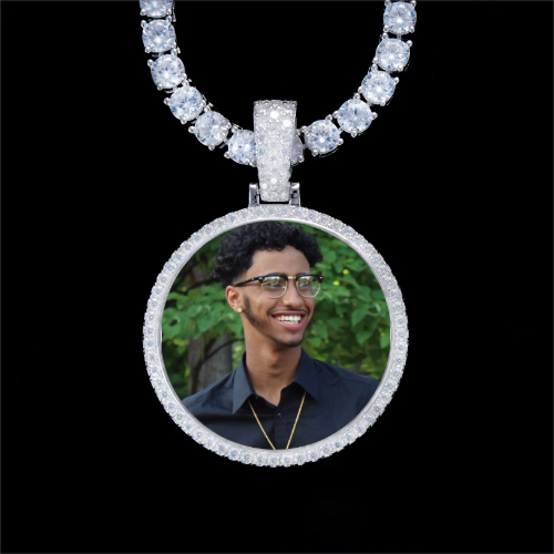 925S & VVS Moissanite 3D Circle Custom Picture Pendant