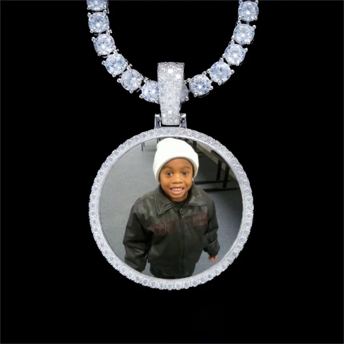 925S & VVS Moissanite 3D Circle Custom Picture Pendant