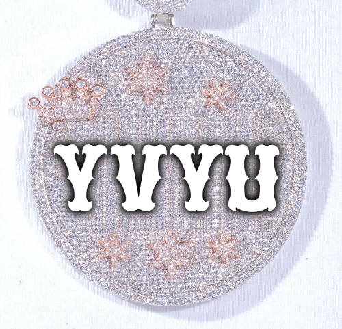 CUSTOM LETTER NECKLACE 3D BIG CROWN DISC