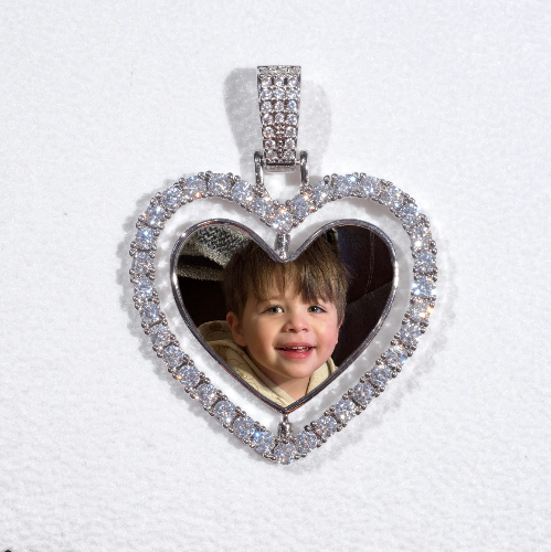 3D Spinning 2-Faced Heart Custom Picture Pendant