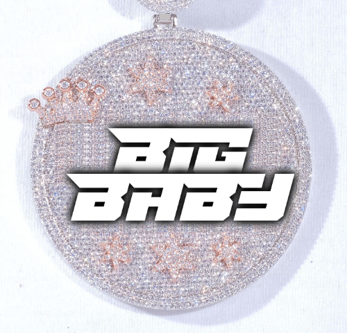 CUSTOM LETTER NECKLACE 3D BIG CROWN DISC