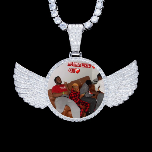 925S & VVS Moissanite 3D Wing Custom Picture Pendant