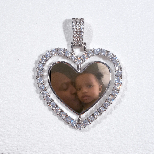 3D Spinning 2-Faced Heart Custom Picture Pendant