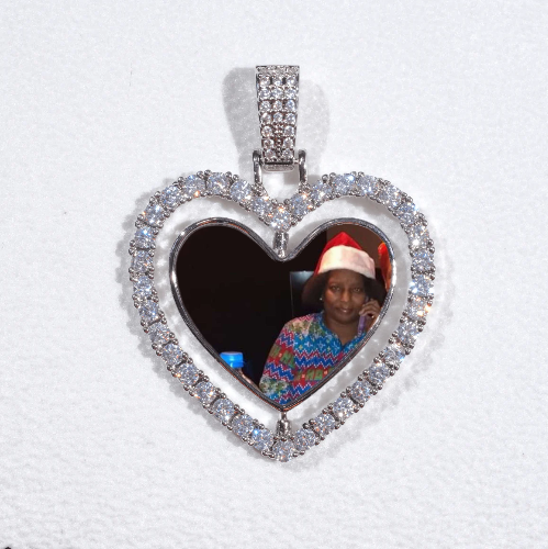 3D Spinning 2-Faced Heart Custom Picture Pendant
