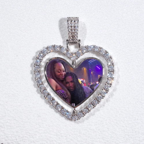3D Spinning 2-Faced Heart Custom Picture Pendant
