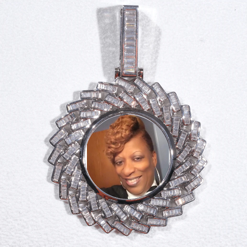 Large 3D Baguette Custom Picture Pendant