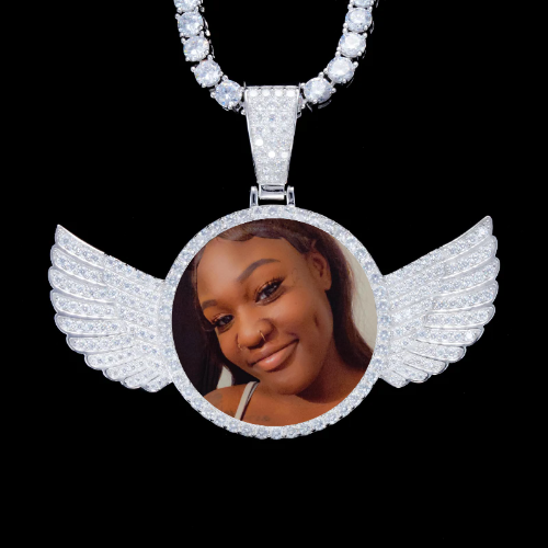 925S & VVS Moissanite 3D Wing Custom Picture Pendant