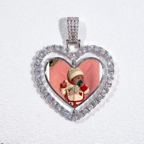 3D Spinning 2-Faced Heart Custom Picture Pendant