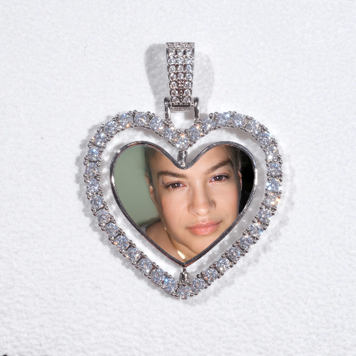 3D Spinning 2-Faced Heart Custom Picture Pendant