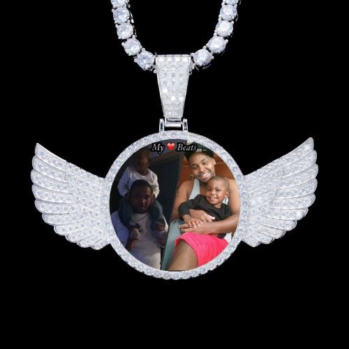 925S & VVS Moissanite 3D Wing Custom Picture Pendant
