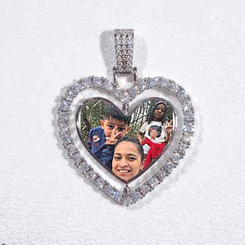 3D Spinning 2-Faced Heart Custom Picture Pendant
