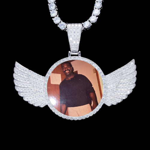 925S & VVS Moissanite 3D Wing Custom Picture Pendant