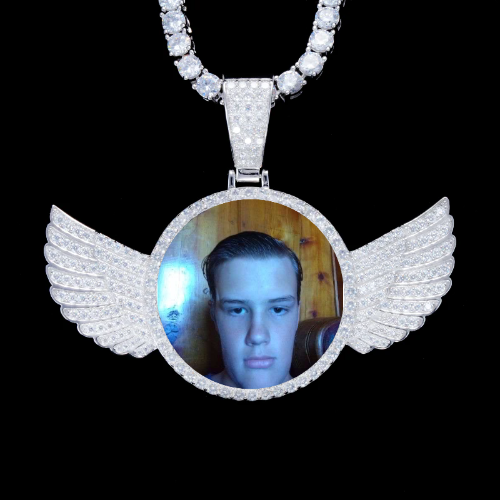 925S & VVS Moissanite 3D Wing Custom Picture Pendant