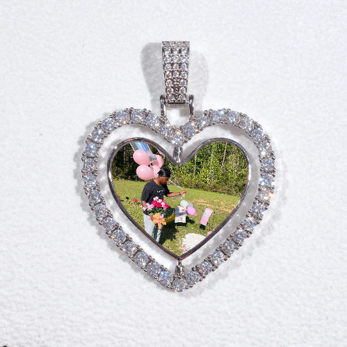 3D Spinning 2-Faced Heart Custom Picture Pendant