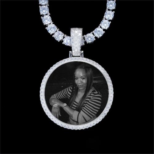 925S & VVS Moissanite 3D Circle Custom Picture Pendant