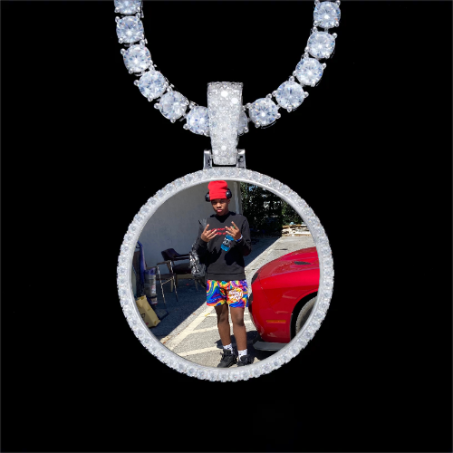 925S & VVS Moissanite 3D Circle Custom Picture Pendant