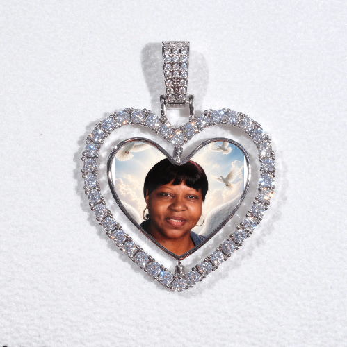 3D Spinning 2-Faced Heart Custom Picture Pendant