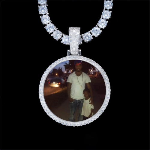 925S & VVS Moissanite 3D Circle Custom Picture Pendant