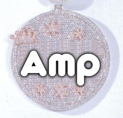 CUSTOM LETTER NECKLACE 3D BIG CROWN DISC