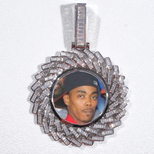 Large 3D Baguette Custom Picture Pendant