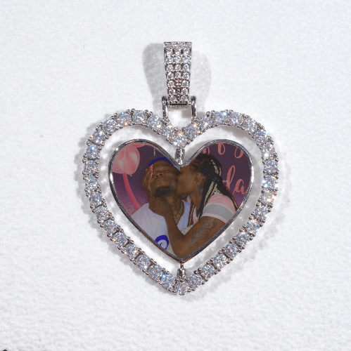 3D Spinning 2-Faced Heart Custom Picture Pendant