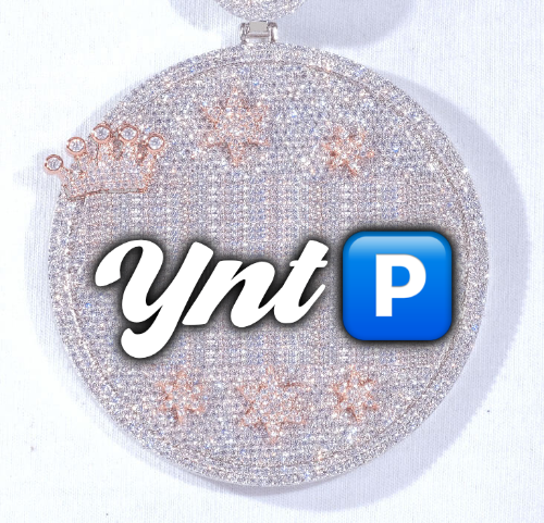 CUSTOM LETTER NECKLACE 3D BIG CROWN DISC