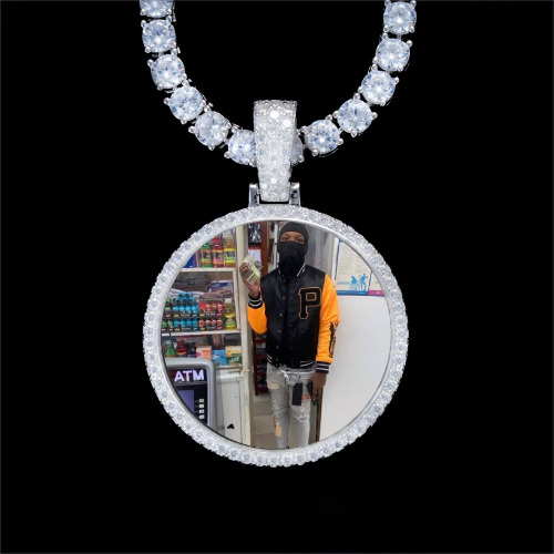 925S & VVS Moissanite 3D Circle Custom Picture Pendant