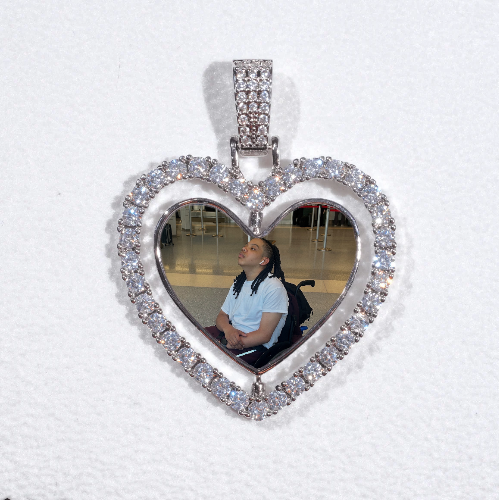 3D Spinning 2-Faced Heart Custom Picture Pendant