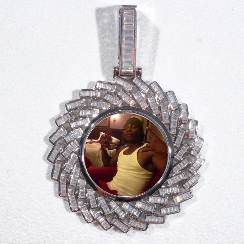 Large 3D Baguette Custom Picture Pendant