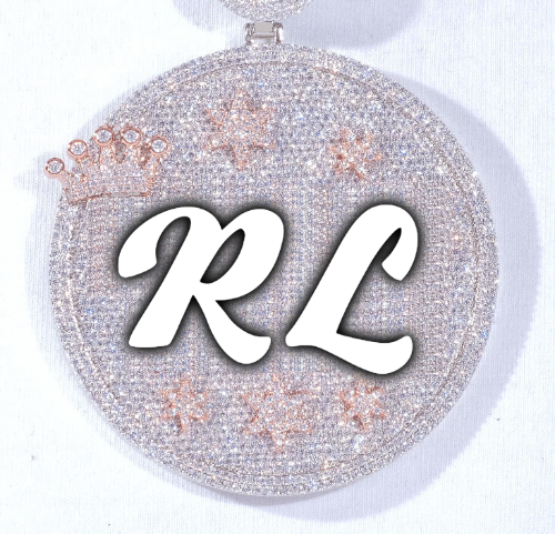 CUSTOM LETTER NECKLACE 3D BIG CROWN DISC